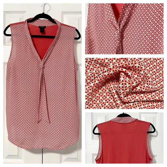 Ann Taylor Tops - Ann Taylor mixed media tie neck tank - coral